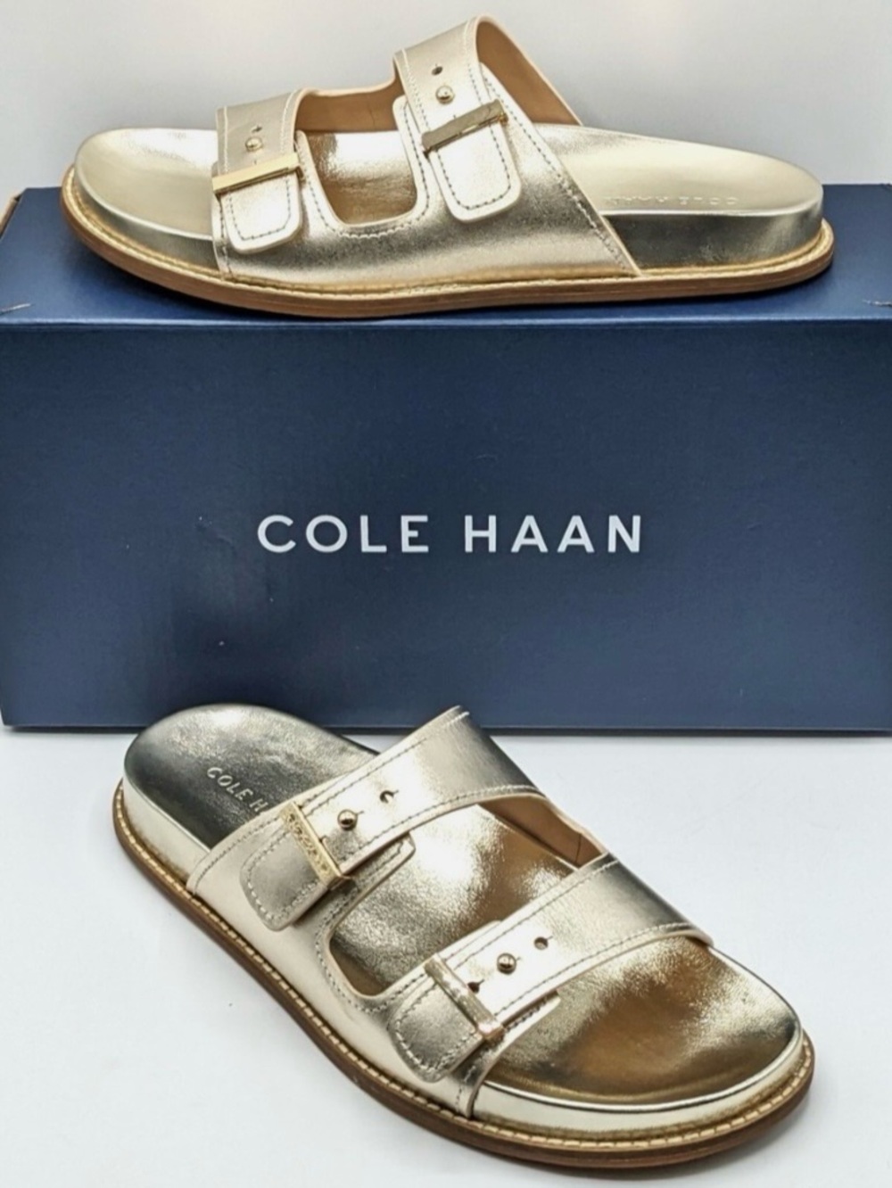 Cole Haan Marisol Footbed Sandals, Leather upper in Gold, women’s size 11 - Picture 7 of 7